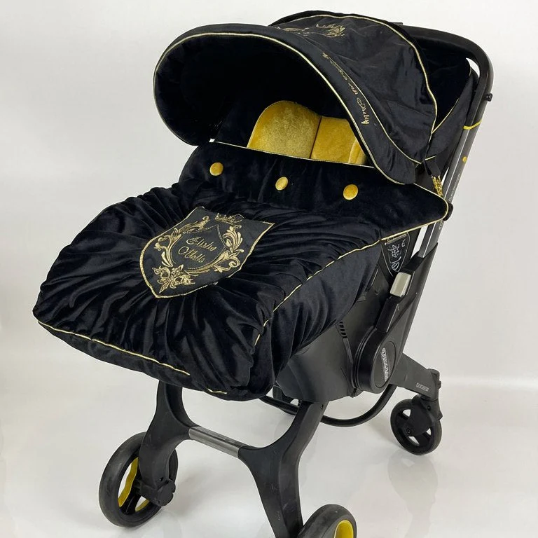 Black & Gold Personalized Doona Car Seat Accessories Set - Image 2