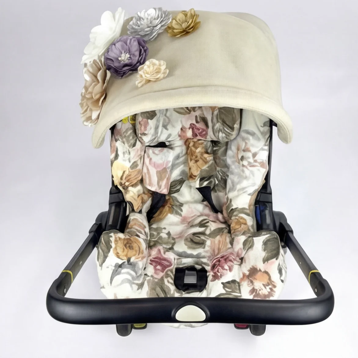 Floral 3D Flower Car Seat Canopy Set for Baby Girl - Image 2