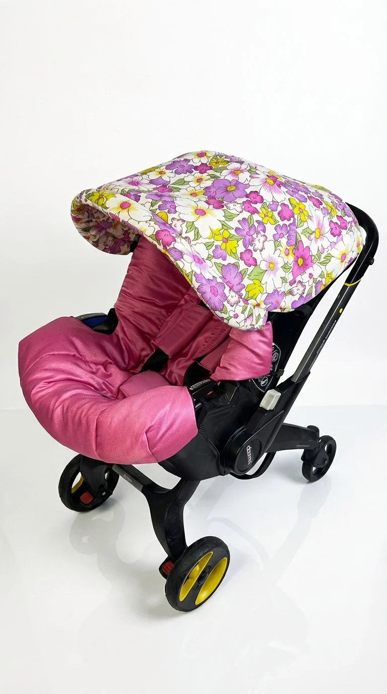 Floral Baby Car Seat Cover Set – Pink Interior Design - Image 2