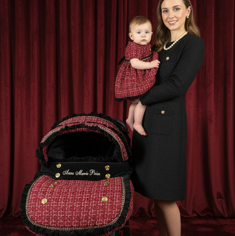 Luxury Red Tweed Baby Car Seat Cover Set - Image 6