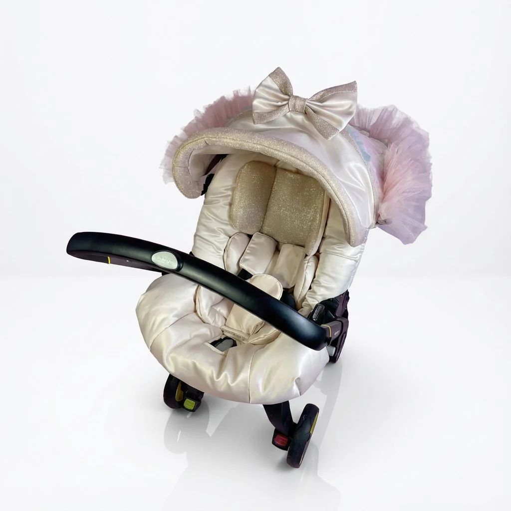 Mermaid Baby Girl Car Seat Cover – Pink Coastal Design - Image 2