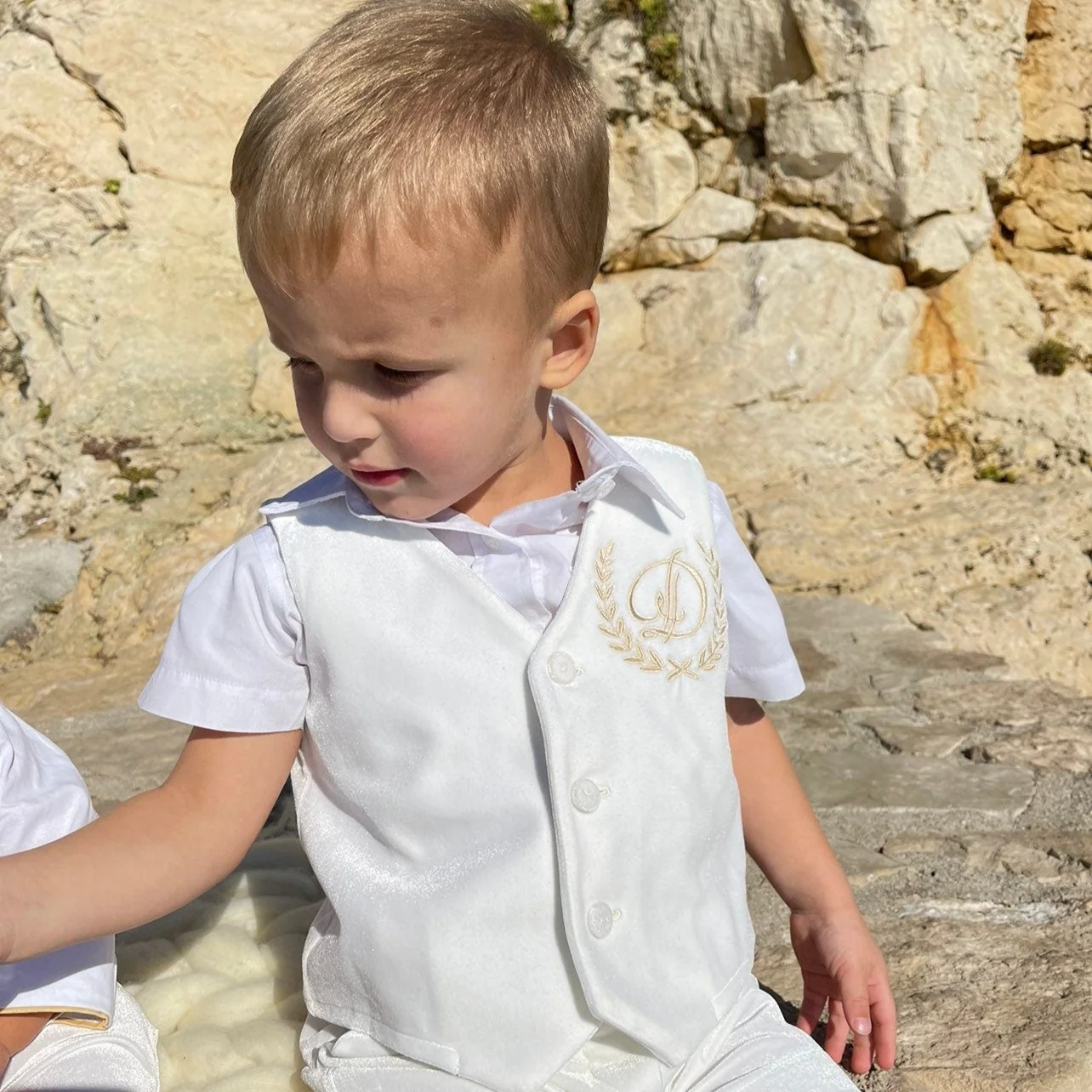Personalised White Velvet Boss Baby Tuxedo | Elegant Baby Boy Outfit for Special Occasions - Image 6