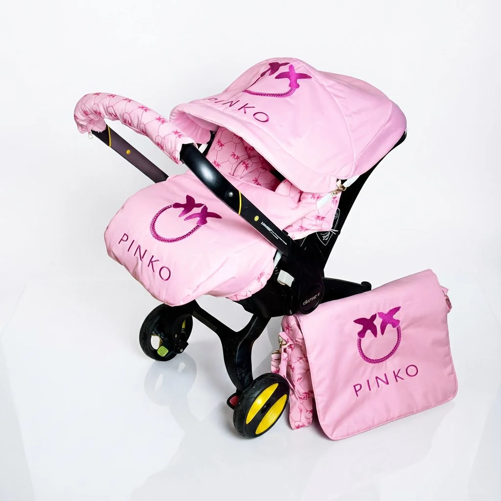 Designer-Inspired Pink Baby Car Seat Cover Set