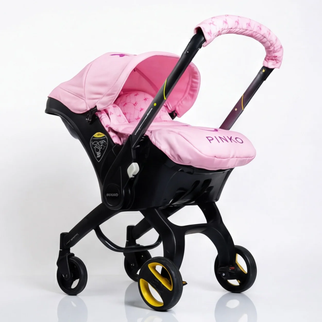 Designer-Inspired Pink Baby Car Seat Cover Set - Image 2