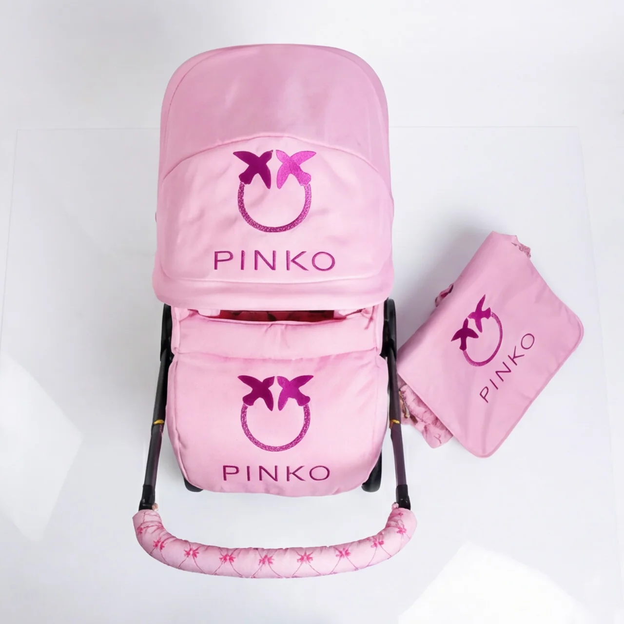 Designer-Inspired Pink Baby Car Seat Cover Set - Image 4