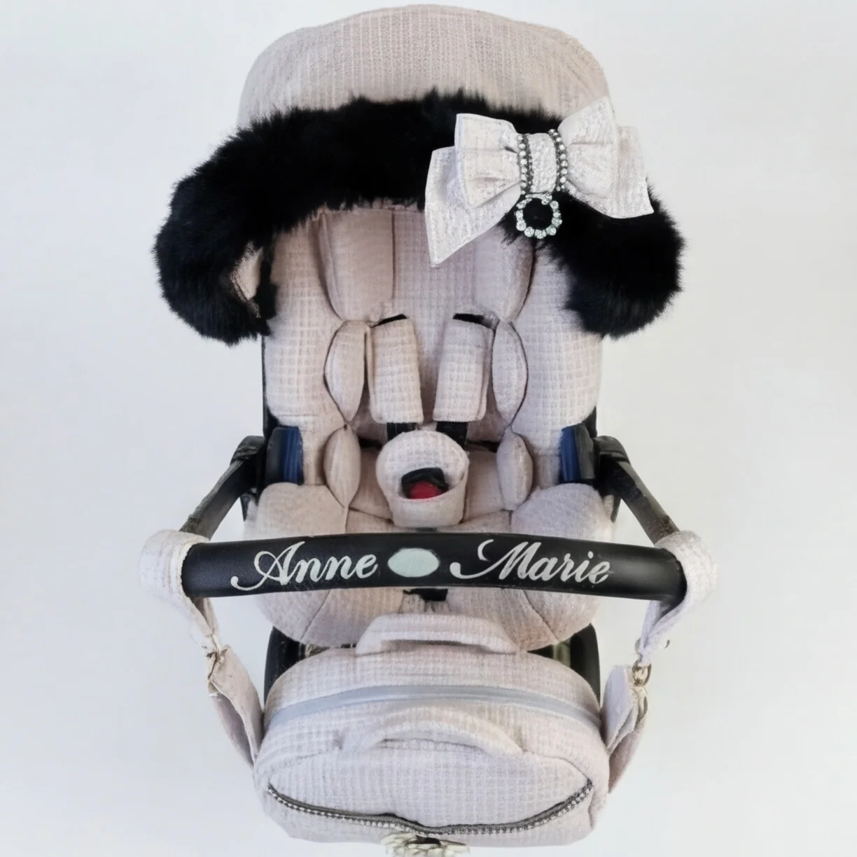 Pink Tweed Baby Car Seat Cover Set – Elegant Pattern Design - Image 2